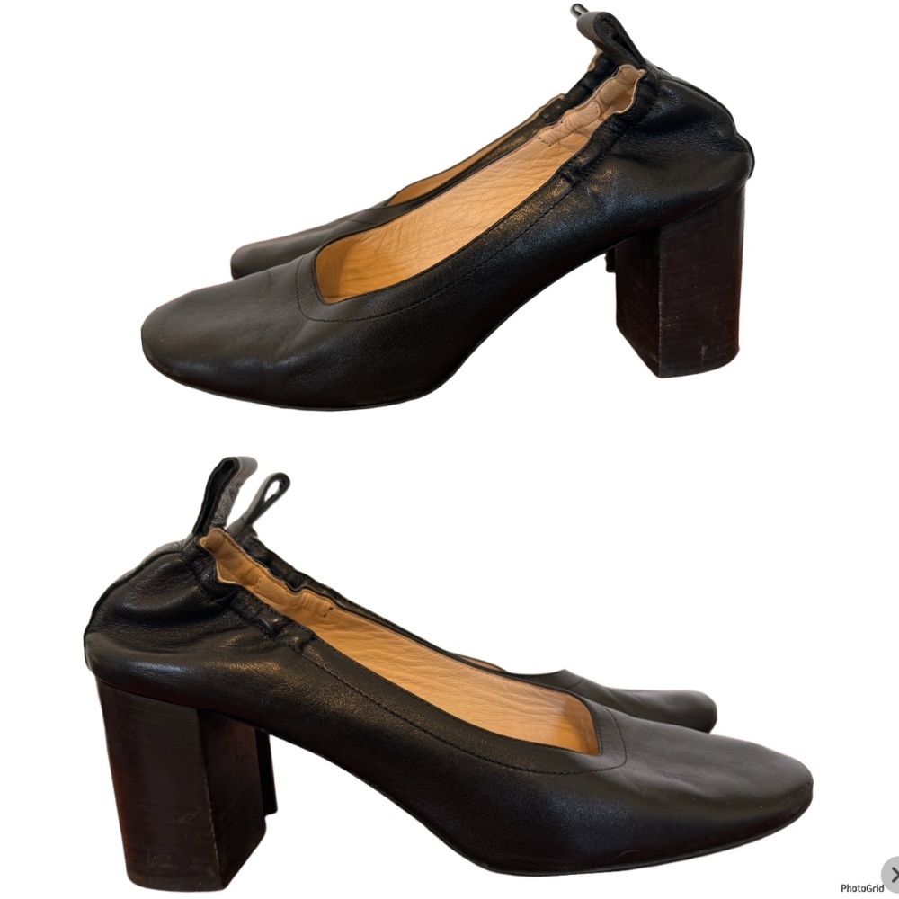 Everlane The Day Heel Black Leather Shoe Sz 7.5 (read description about sizing)